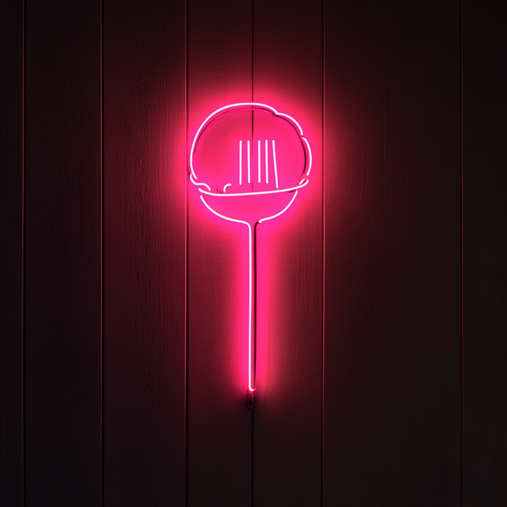 Meatball on Fork - Pink Neon Sign, 18 Inches