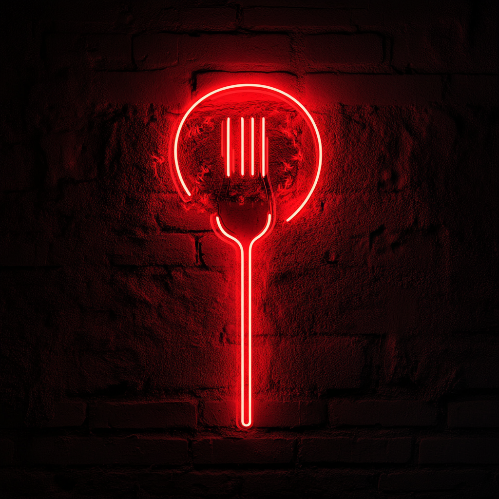 Meatball on Fork - Red Neon Sign, 18 Inches