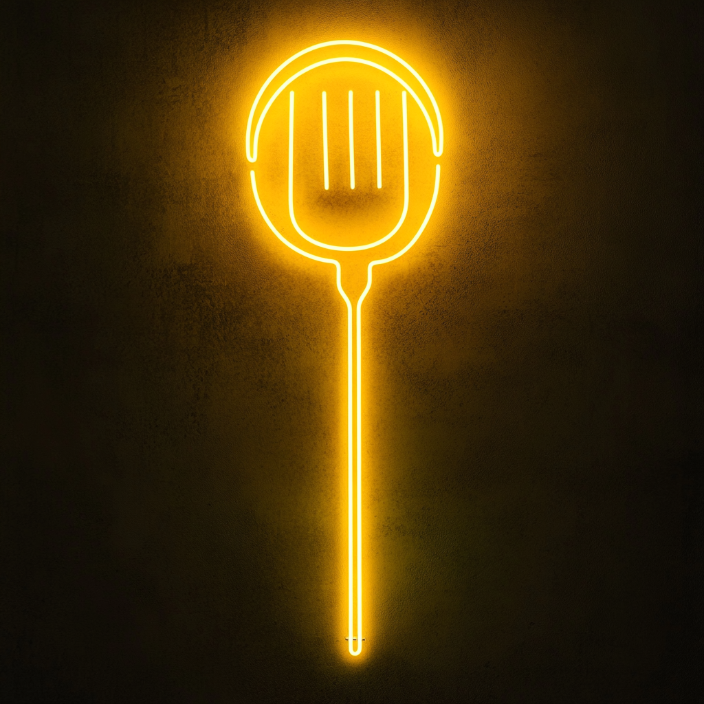 Meatball on Fork - Yellow Neon Sign, 24 Inches