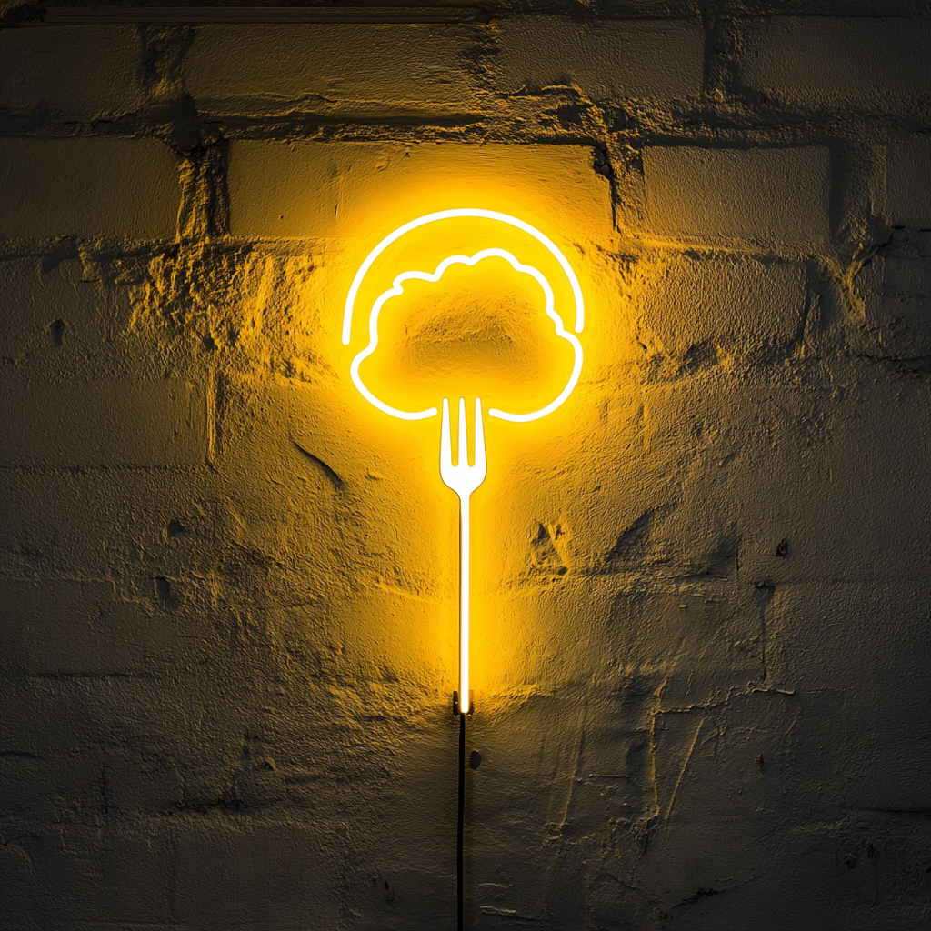 Meatball on Fork - Yellow Neon Sign, 18 Inches