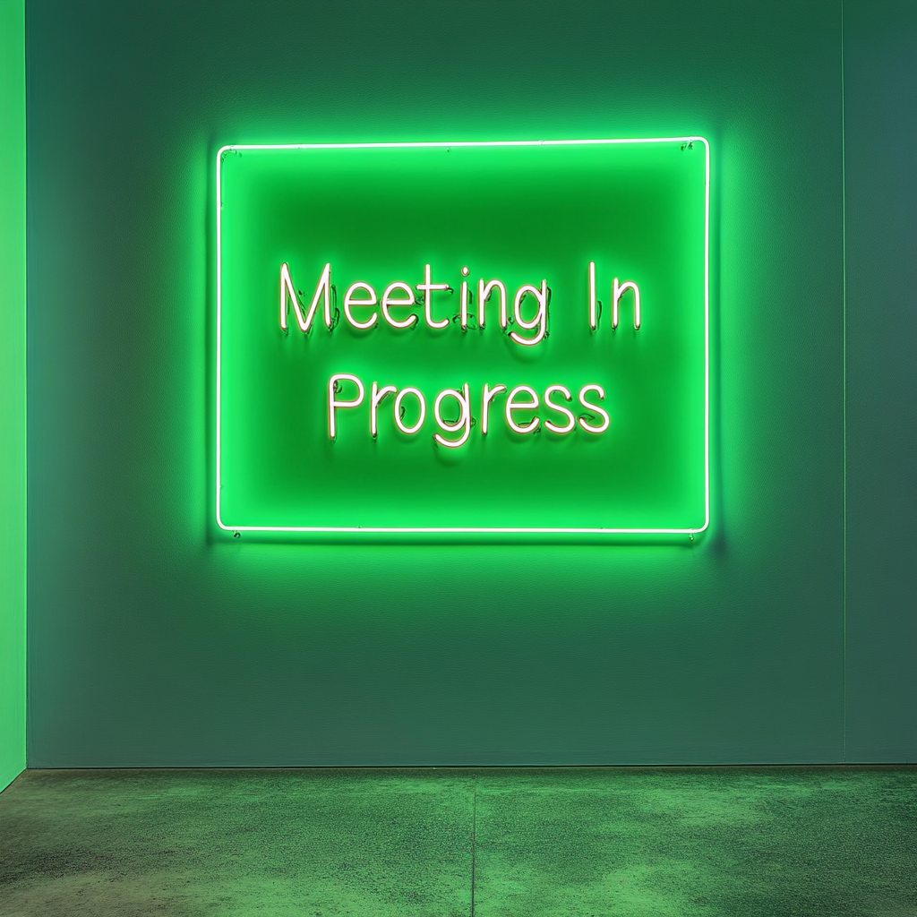 "Meeting In Progress" - Green Neon Sign, 24 Inches