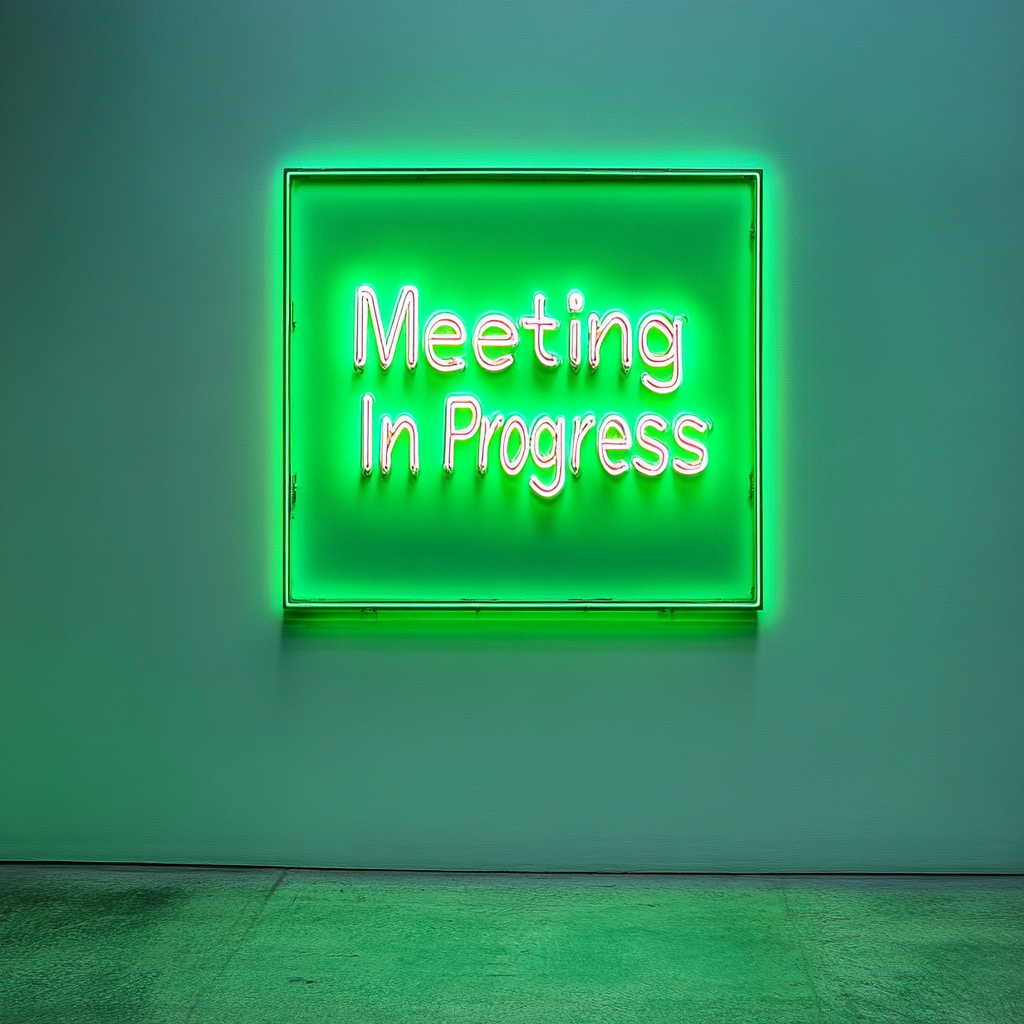 "Meeting In Progress" - Green Neon Sign, 24 Inches