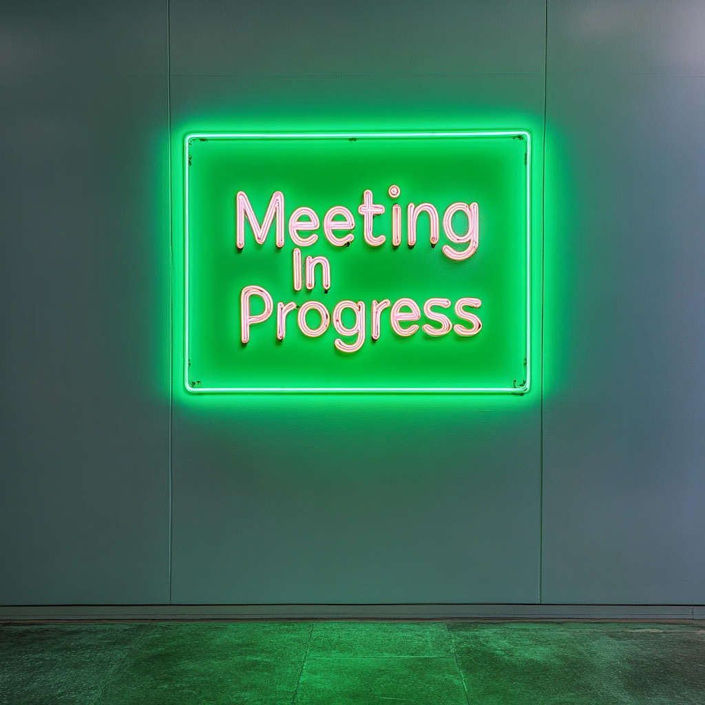 "Meeting In Progress" - Green Neon Sign, 24 Inches