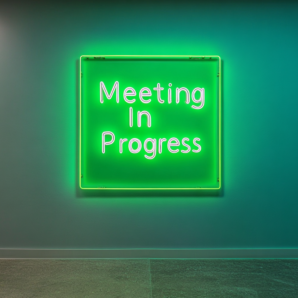 "Meeting In Progress" - Green Neon Sign, 24 Inches