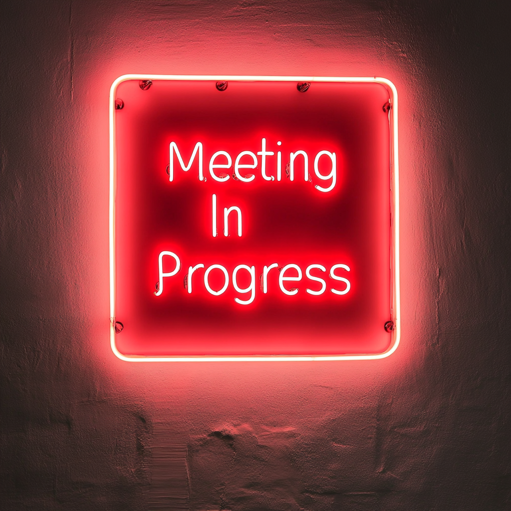 "Meeting In Progress" - Red Neon Sign, 18 Inches