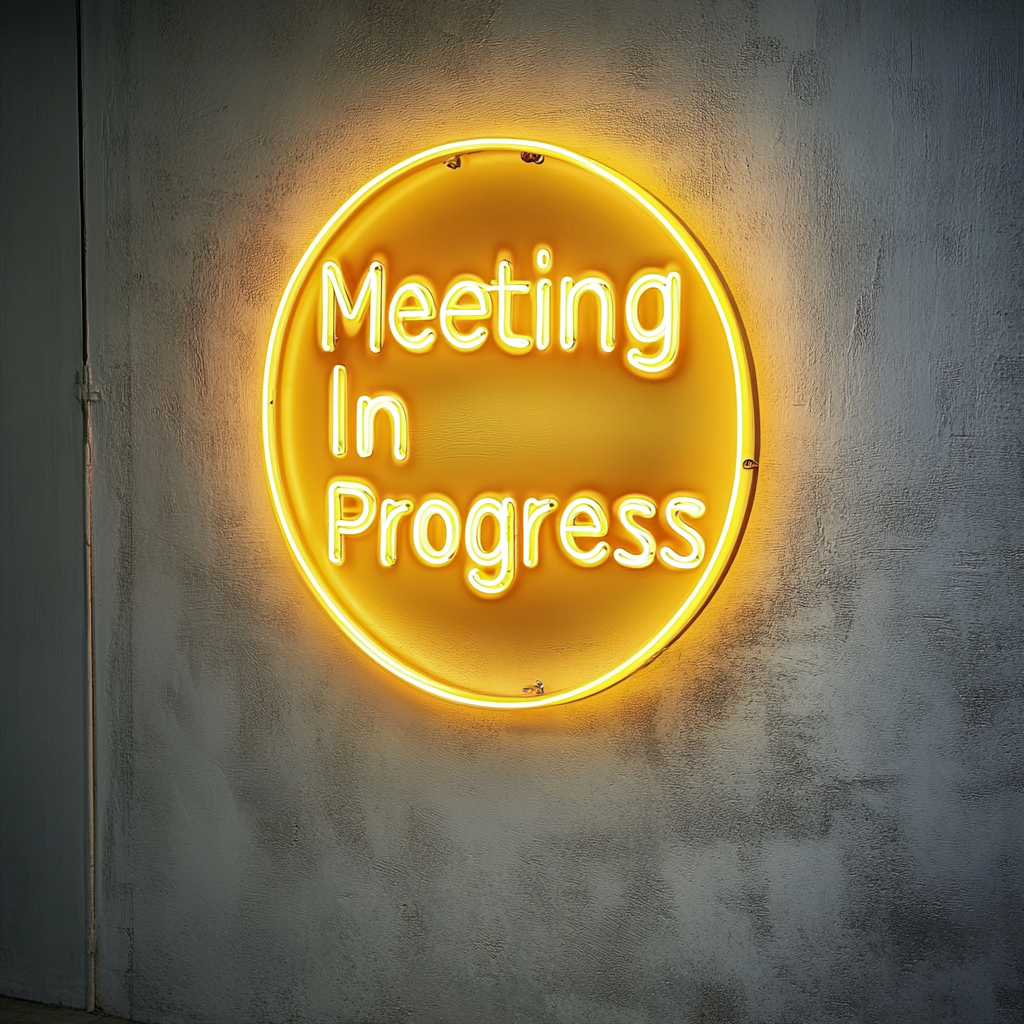 "Meeting In Progress" - Yellow Neon Sign, 24 Inches