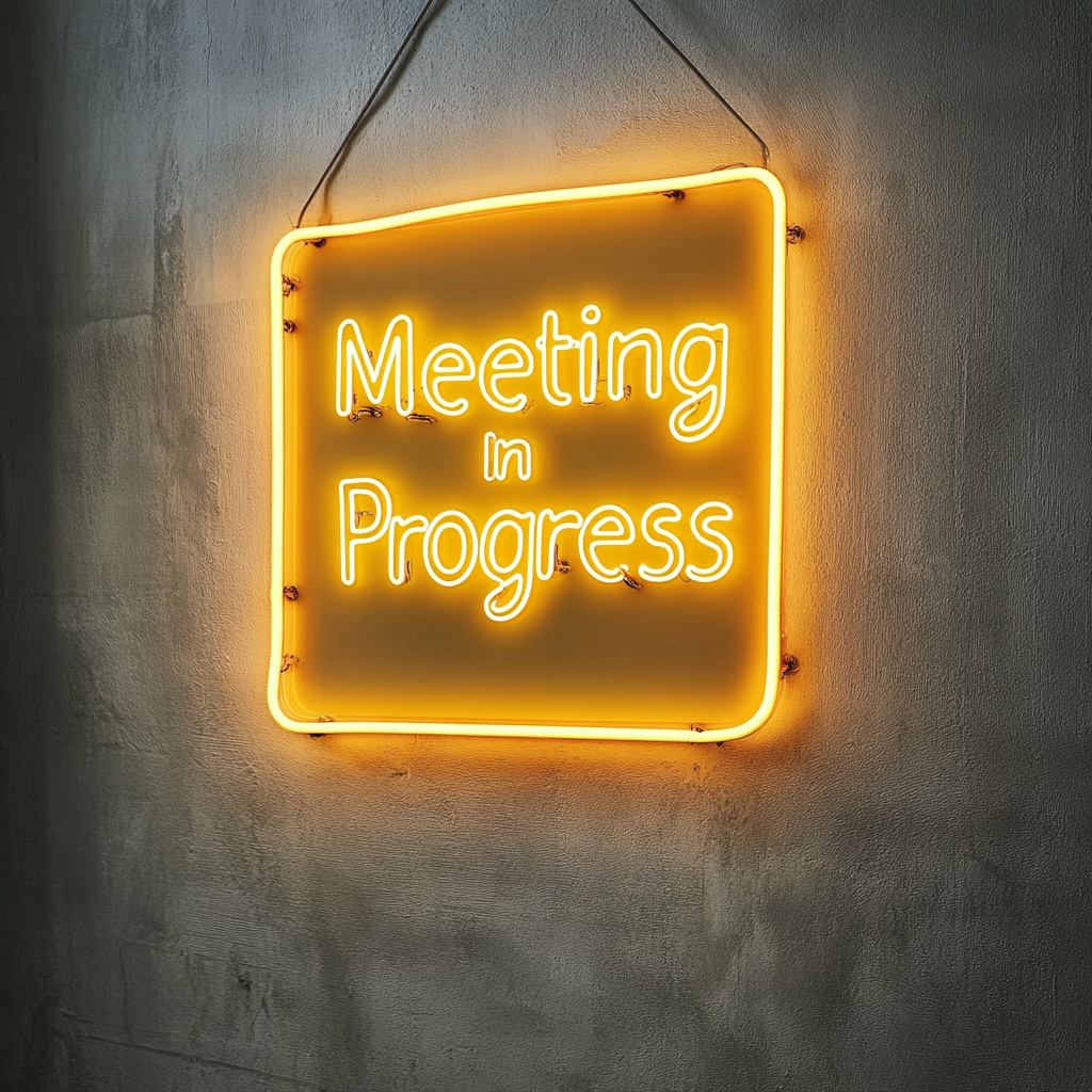 "Meeting In Progress" - Yellow Neon Sign, 24 Inches