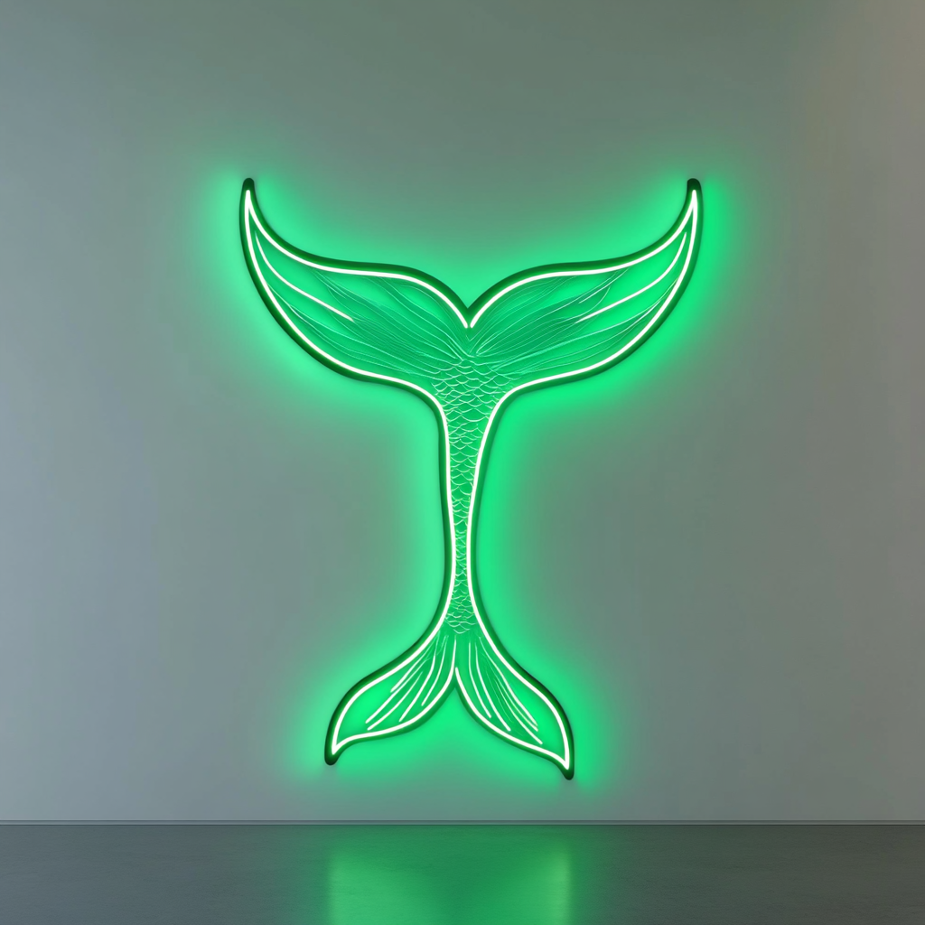 Mermaid Tail - Green Neon Sign, 18 Inches