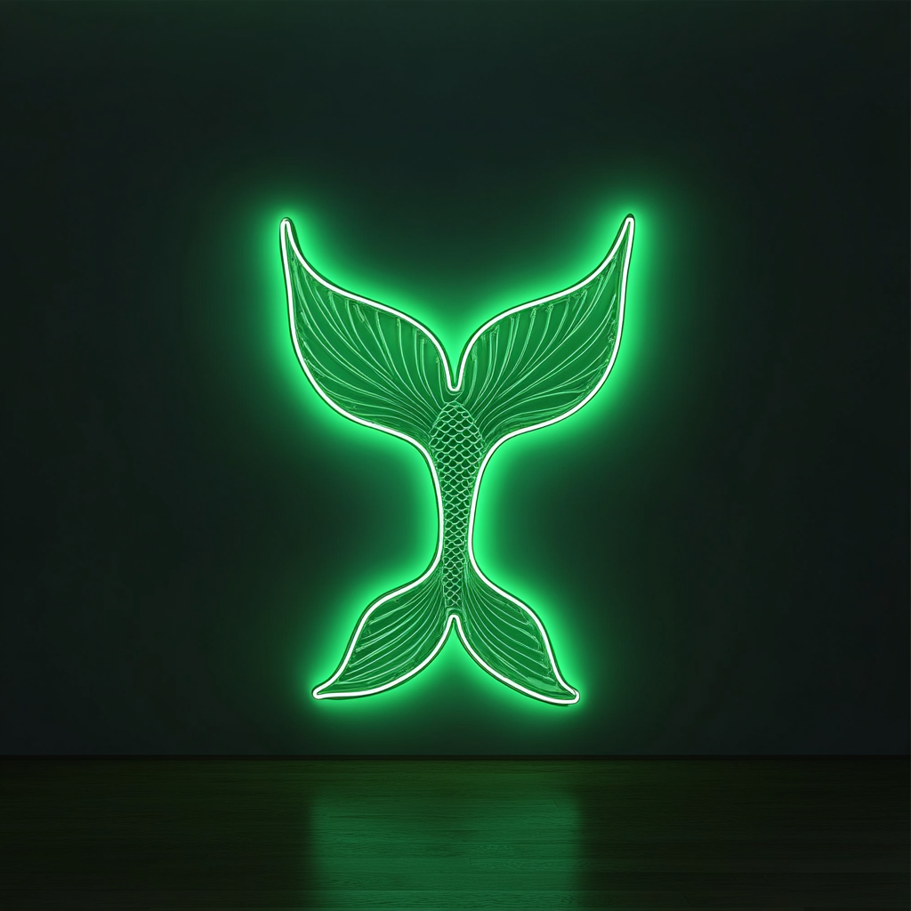 Mermaid Tail - Green Neon Sign, 24 Inches