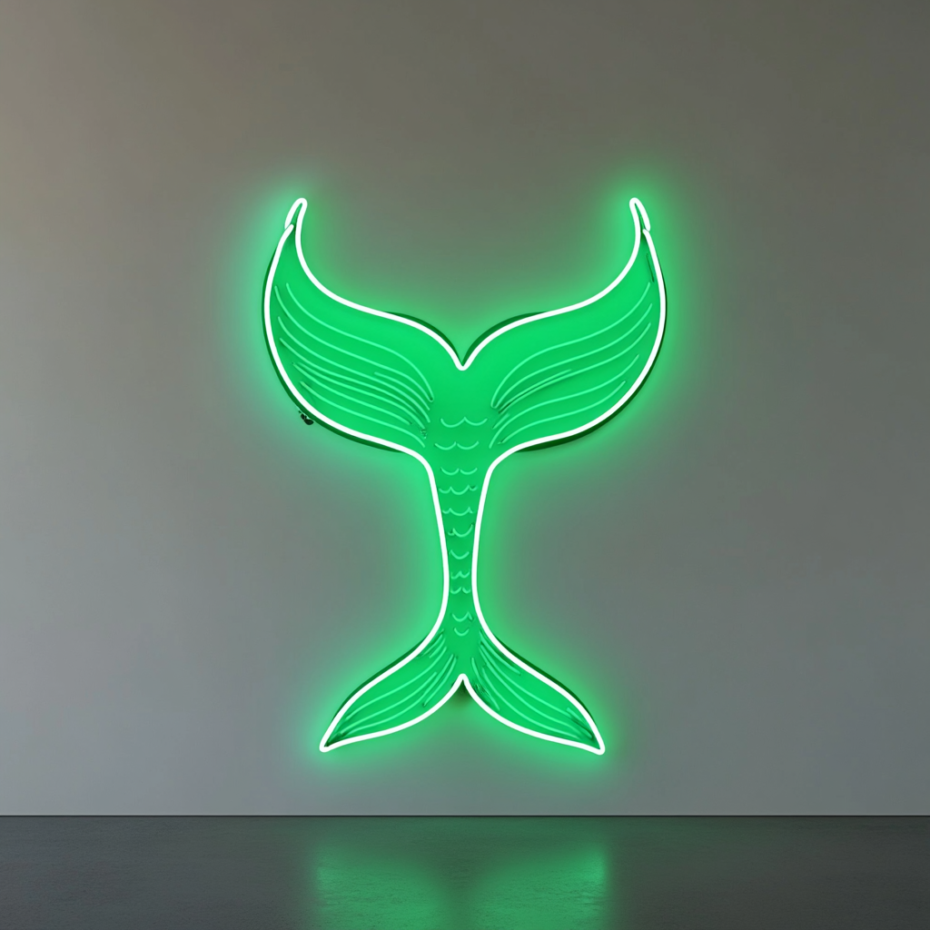 Mermaid Tail - Green Neon Sign, 24 Inches