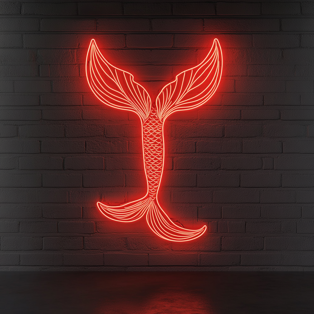Mermaid Tail - Red Neon Sign, 18 Inches