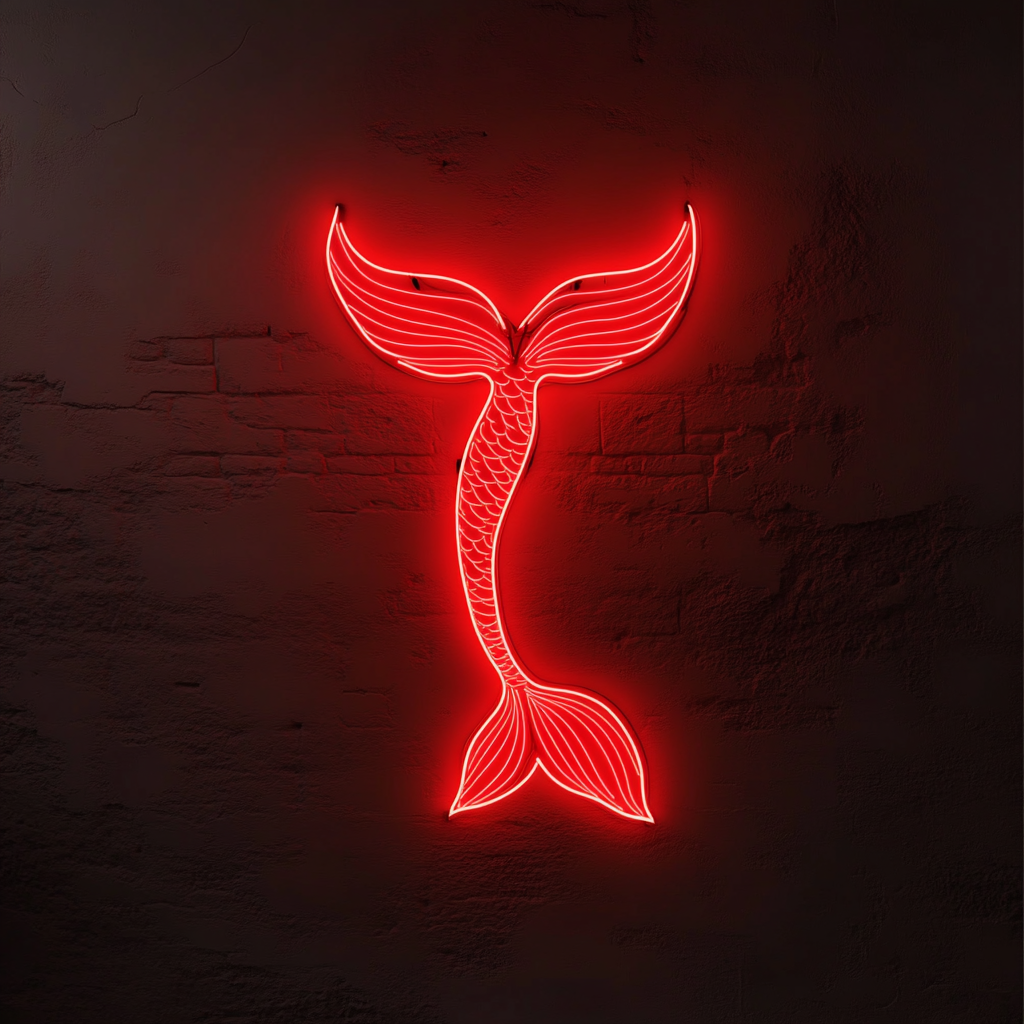 Mermaid Tail - Red Neon Sign, 18 Inches