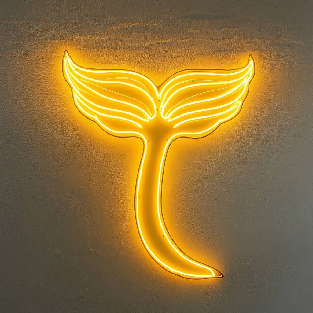 Mermaid Tail - Yellow Neon Sign, 24 Inches