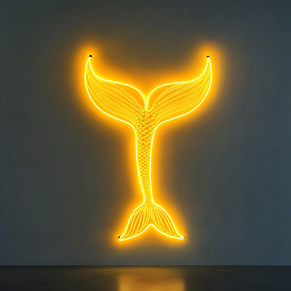 Mermaid Tail - Yellow Neon Sign, 18 Inches