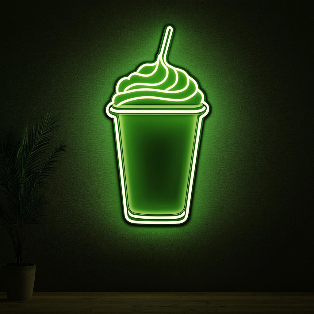 Milkshake - Green Neon Sign, 18 Inches