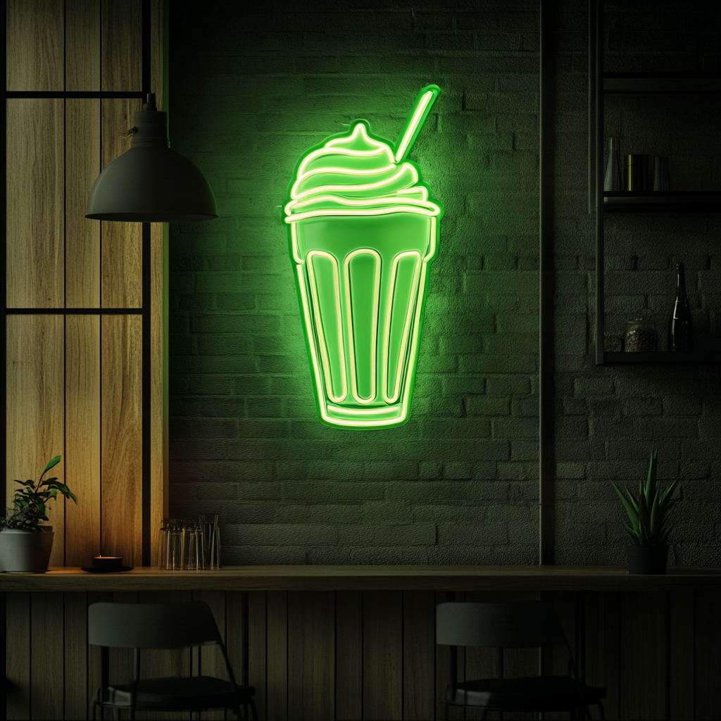 Milkshake - Green Neon Sign, 24 Inches