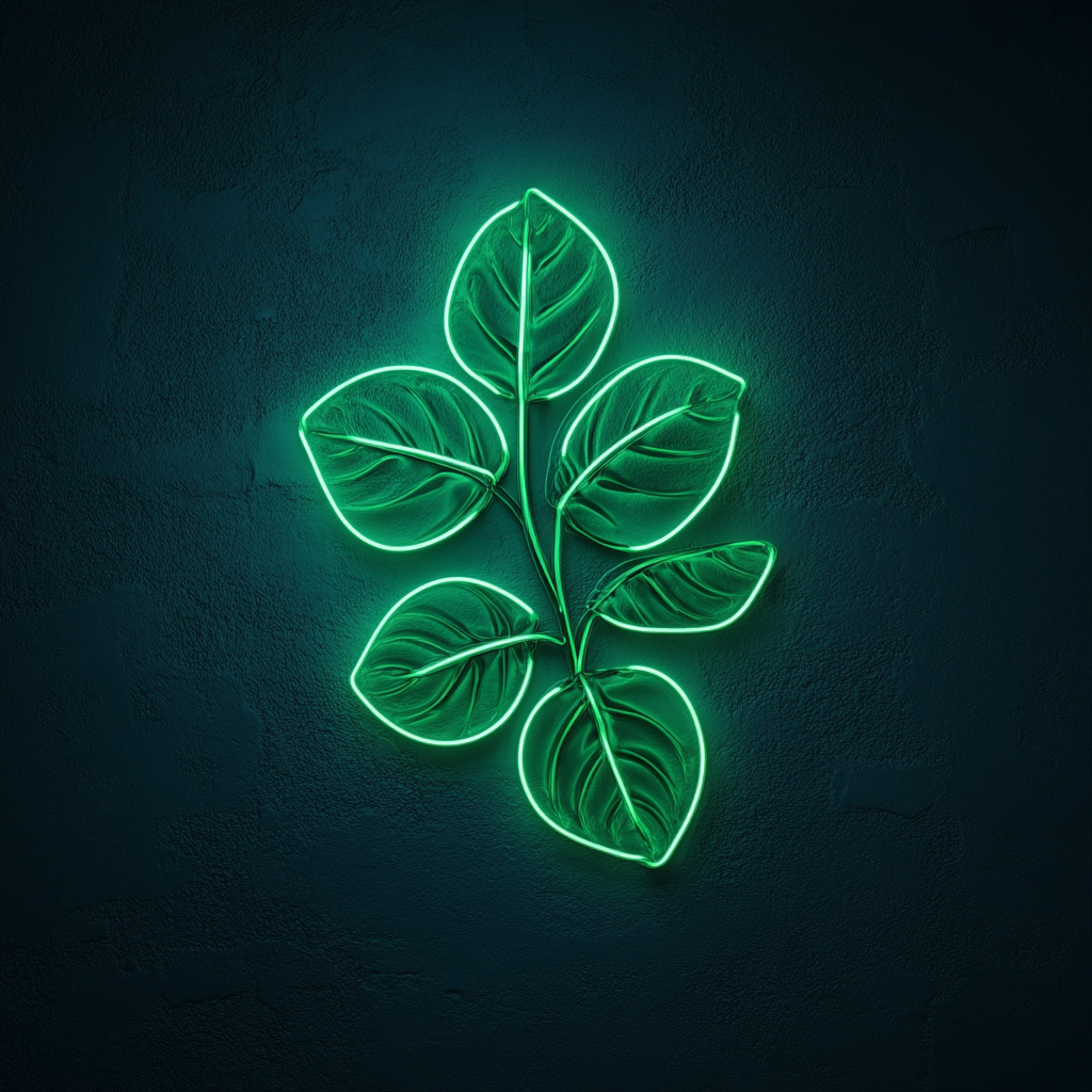 Mint Leaves - Green Neon Sign, 24 Inches