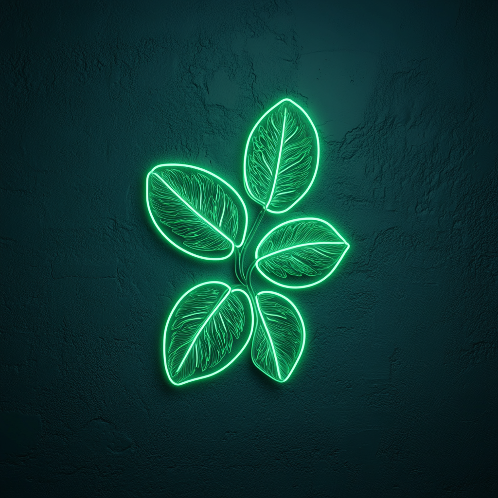 Mint Leaves - Green Neon Sign, 18 Inches