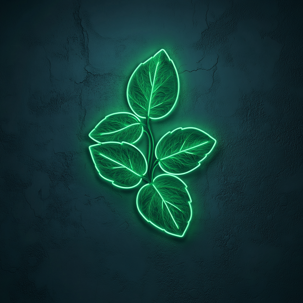 Mint Leaves - Green Neon Sign, 18 Inches
