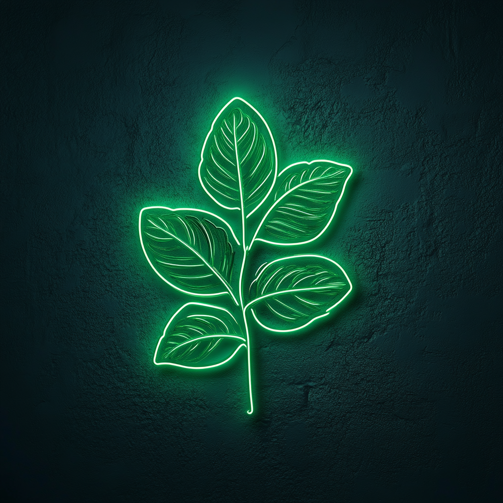 Mint Leaves - Green Neon Sign, 18 Inches