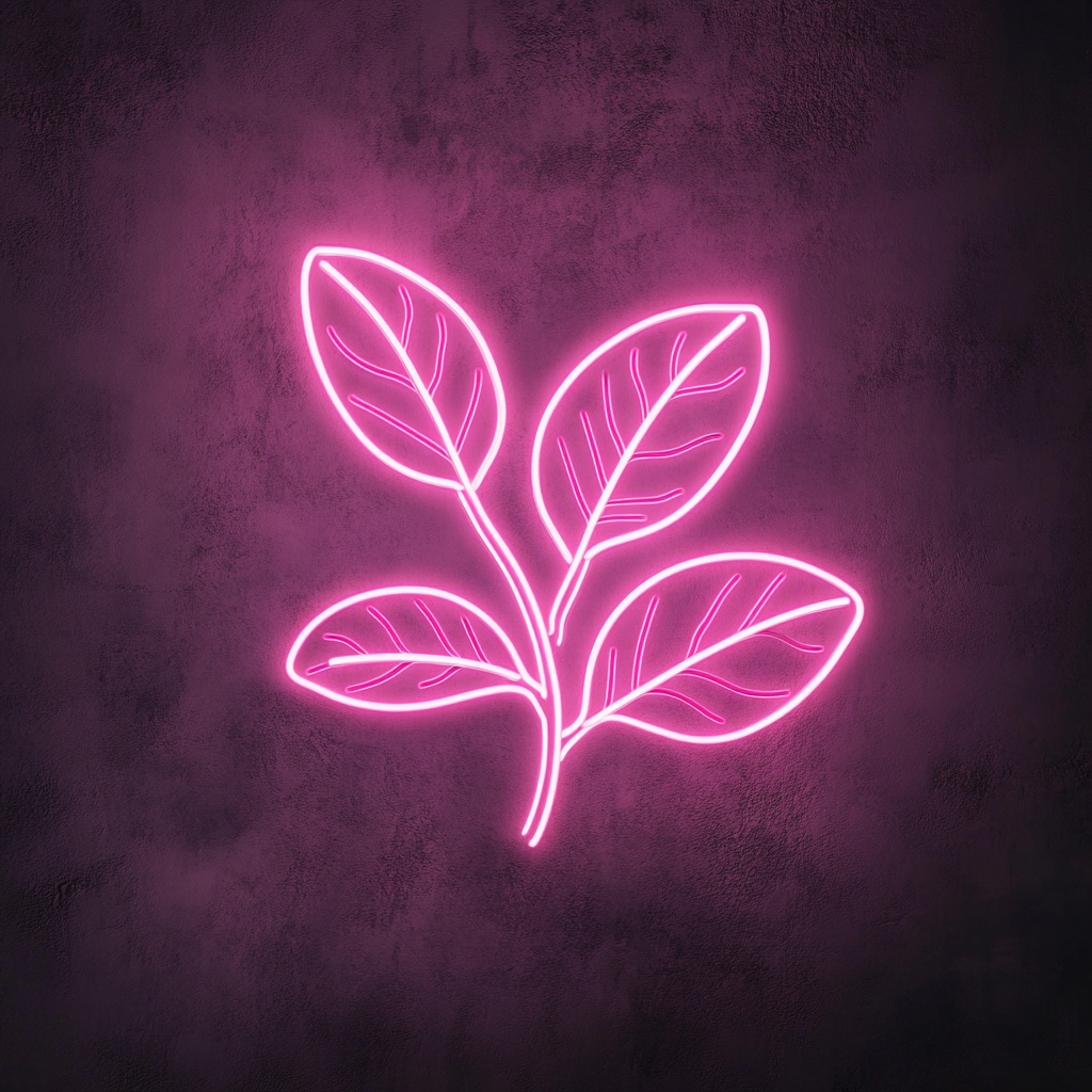 Mint Leaves - Pink Neon Sign, 24 Inches