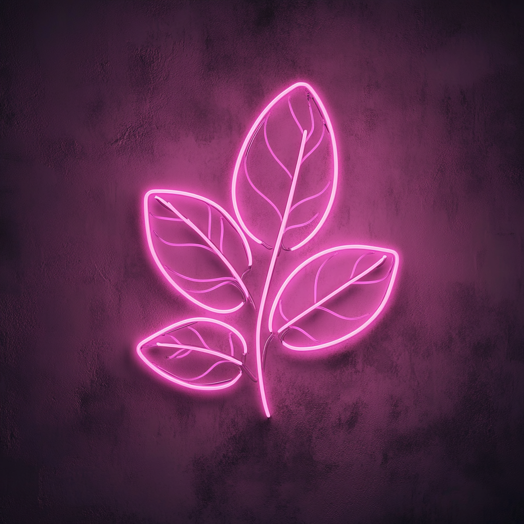 Mint Leaves - Pink Neon Sign, 24 Inches