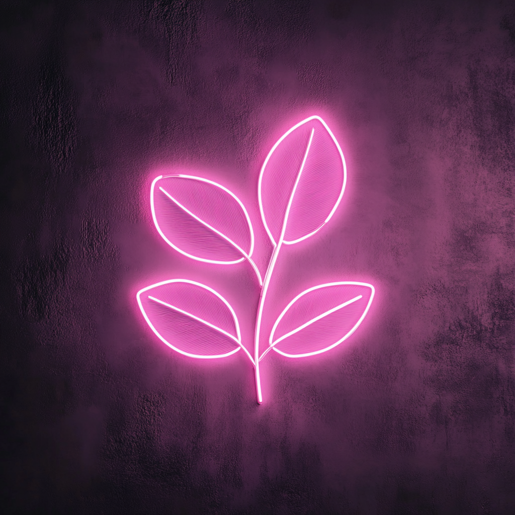 Mint Leaves - Pink Neon Sign, 24 Inches