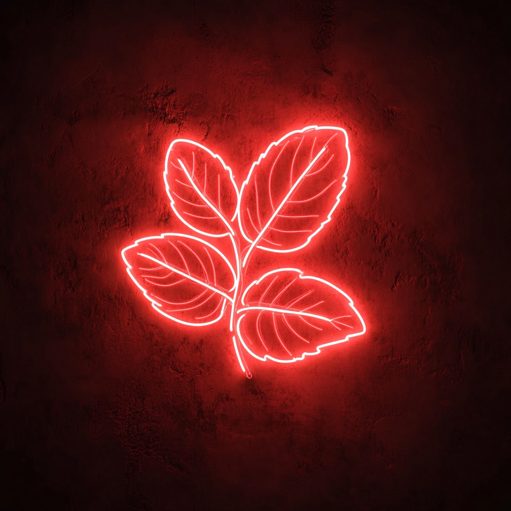 Mint Leaves - Red Neon Sign, 18 Inches