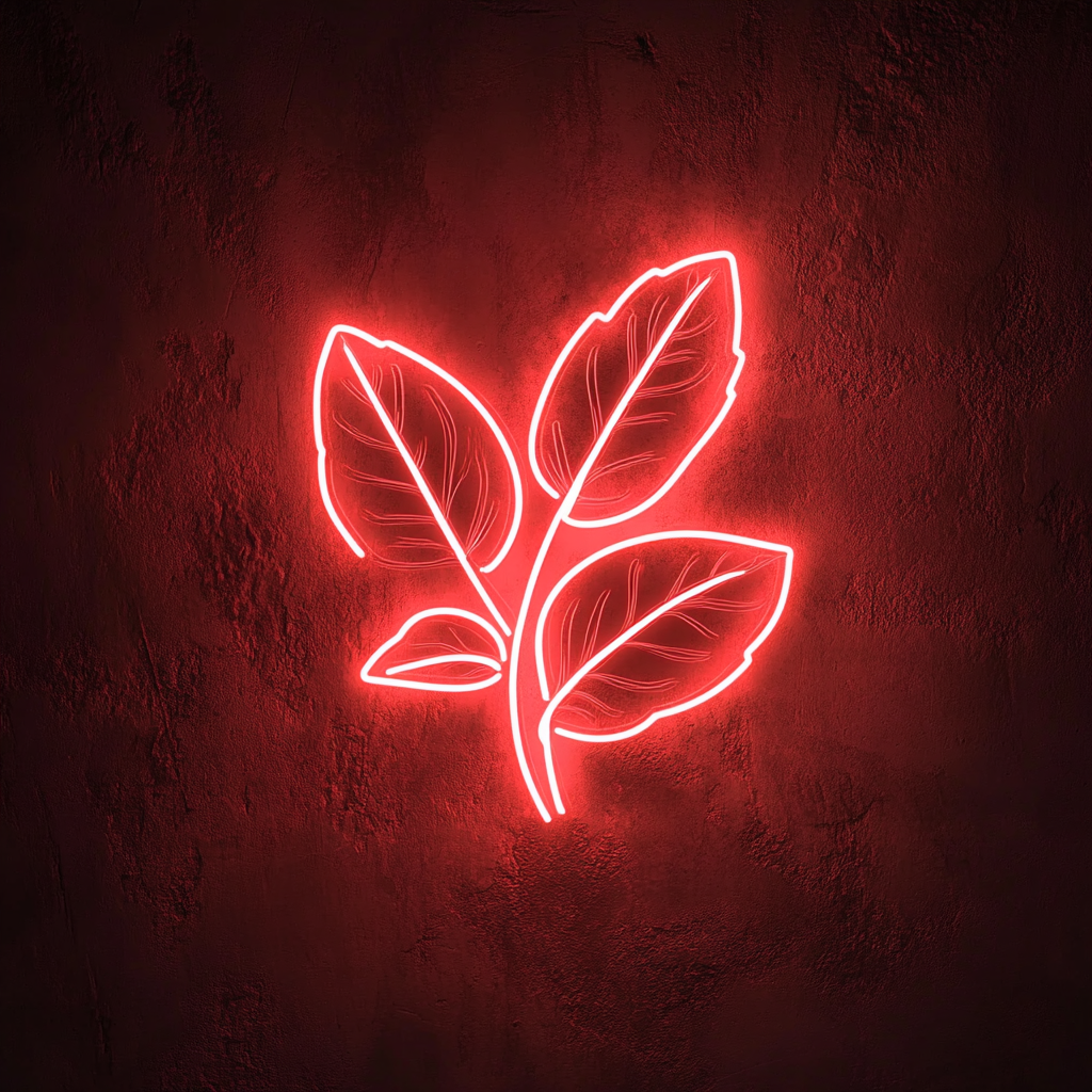 Mint Leaves - Red Neon Sign, 18 Inches