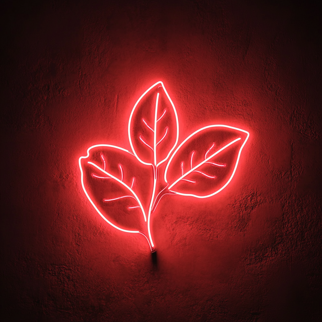 Mint Leaves - Red Neon Sign, 18 Inches