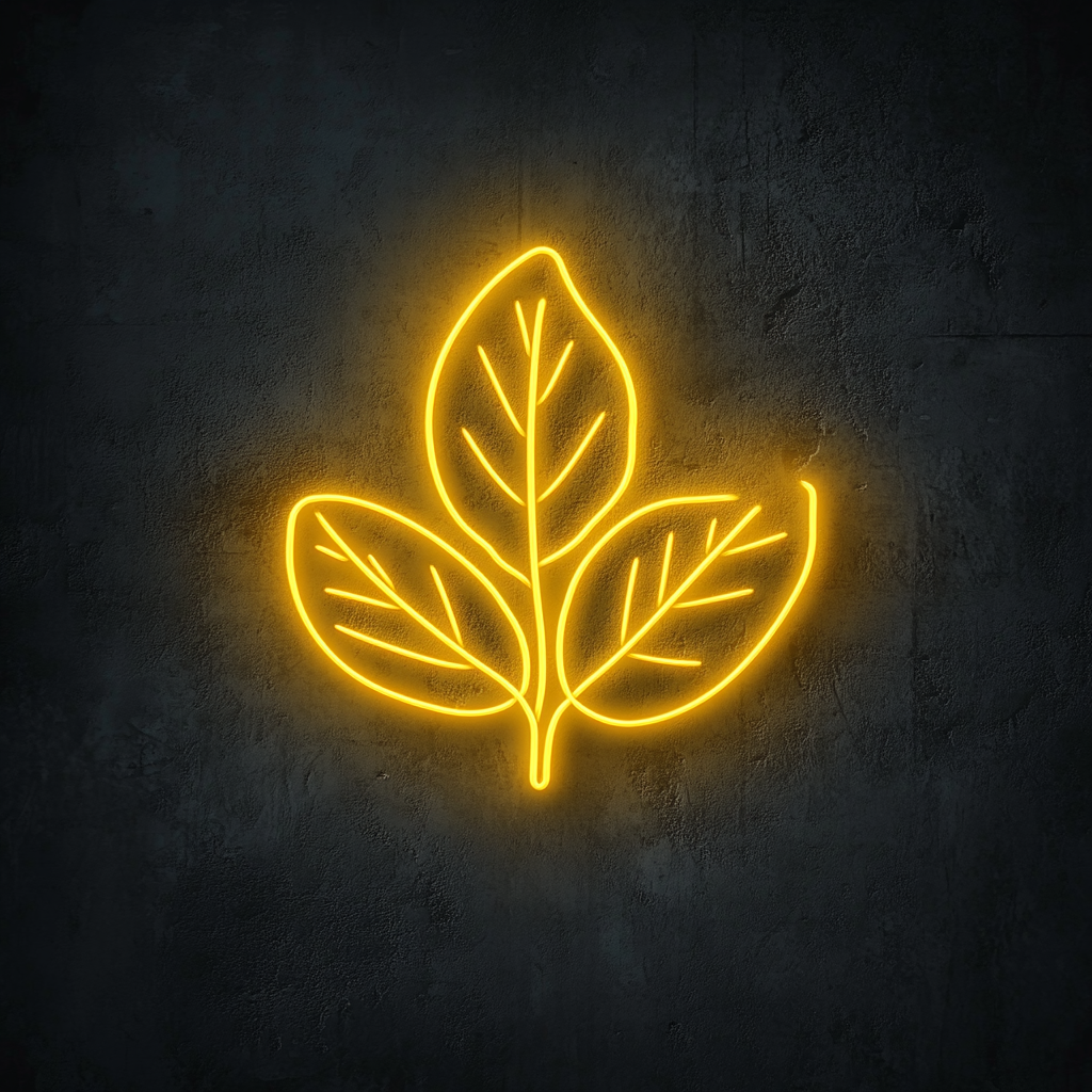Mint Leaves - Yellow Neon Sign, 18 Inches