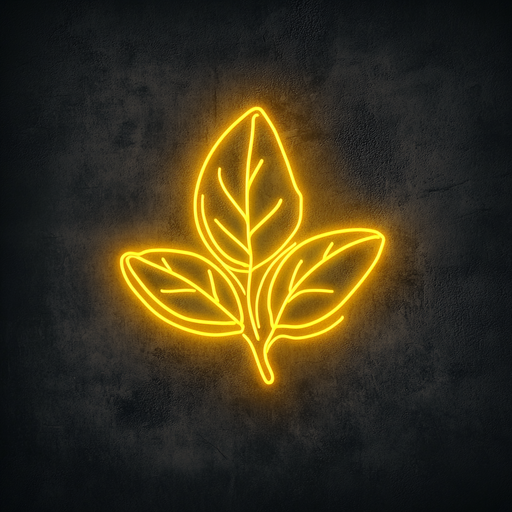 Mint Leaves - Yellow Neon Sign, 18 Inches