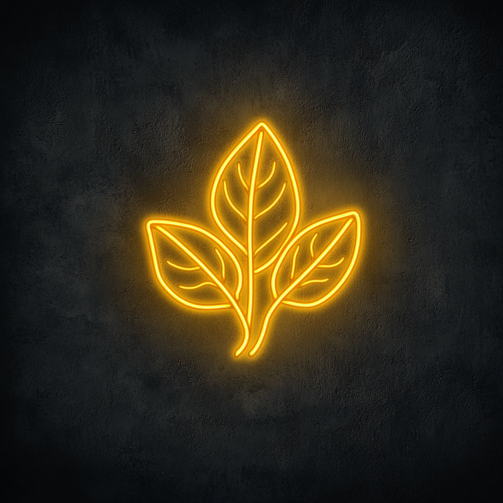 Mint Leaves - Yellow Neon Sign, 18 Inches