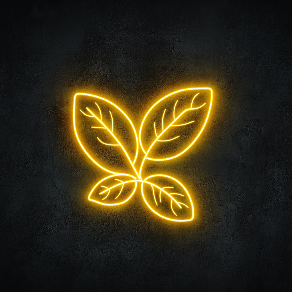 Mint Leaves - Yellow Neon Sign, 18 Inches