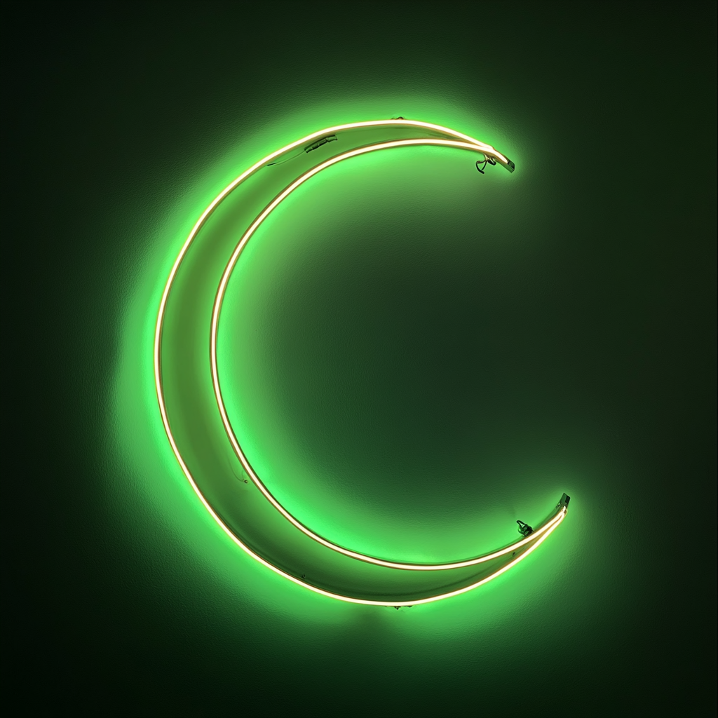 Moon - Green Neon Sign, 18 Inches