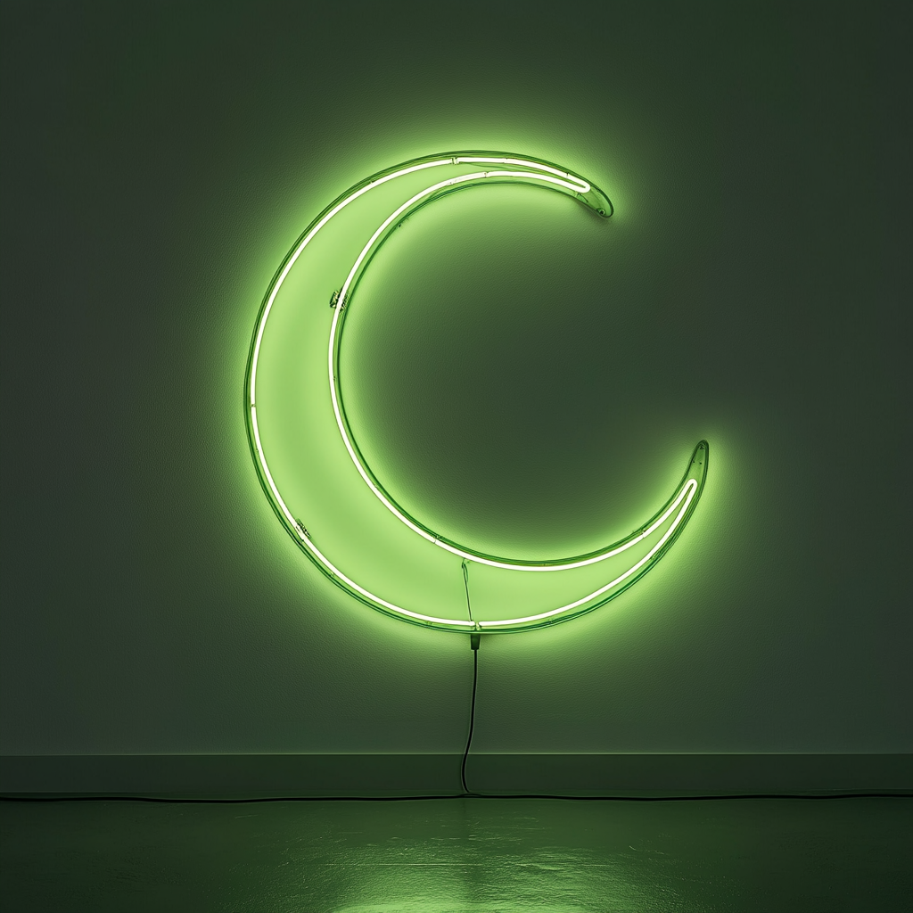 Moon - Green Neon Sign, 24 Inches