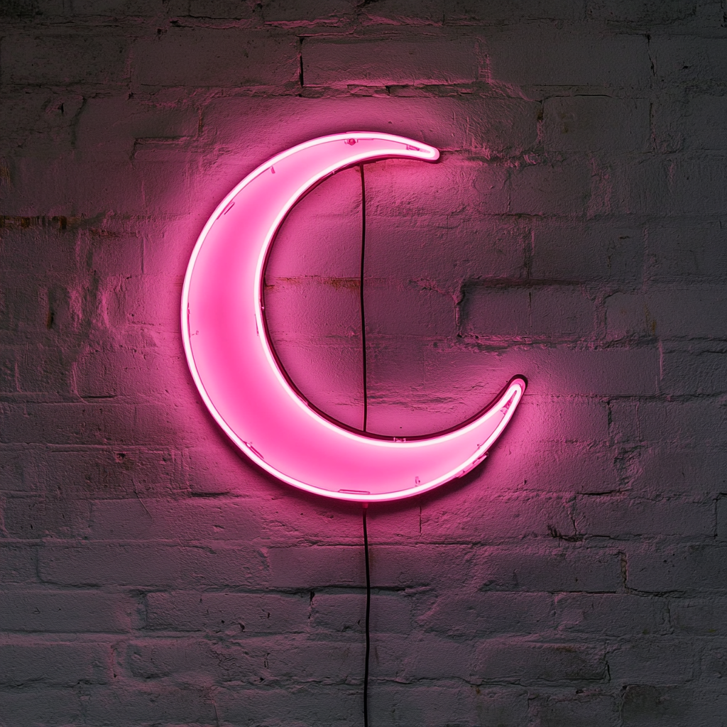 Moon - Pink Neon Sign, 24 Inches