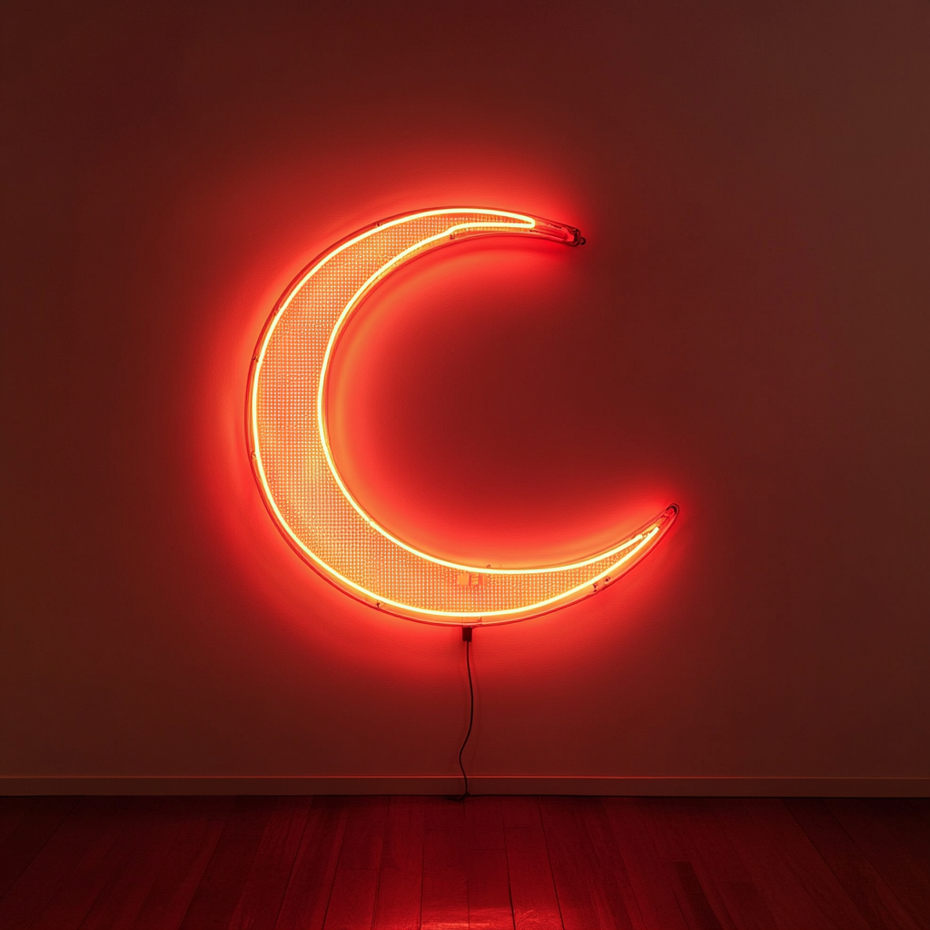 Moon - Red Neon Sign, 18 Inches