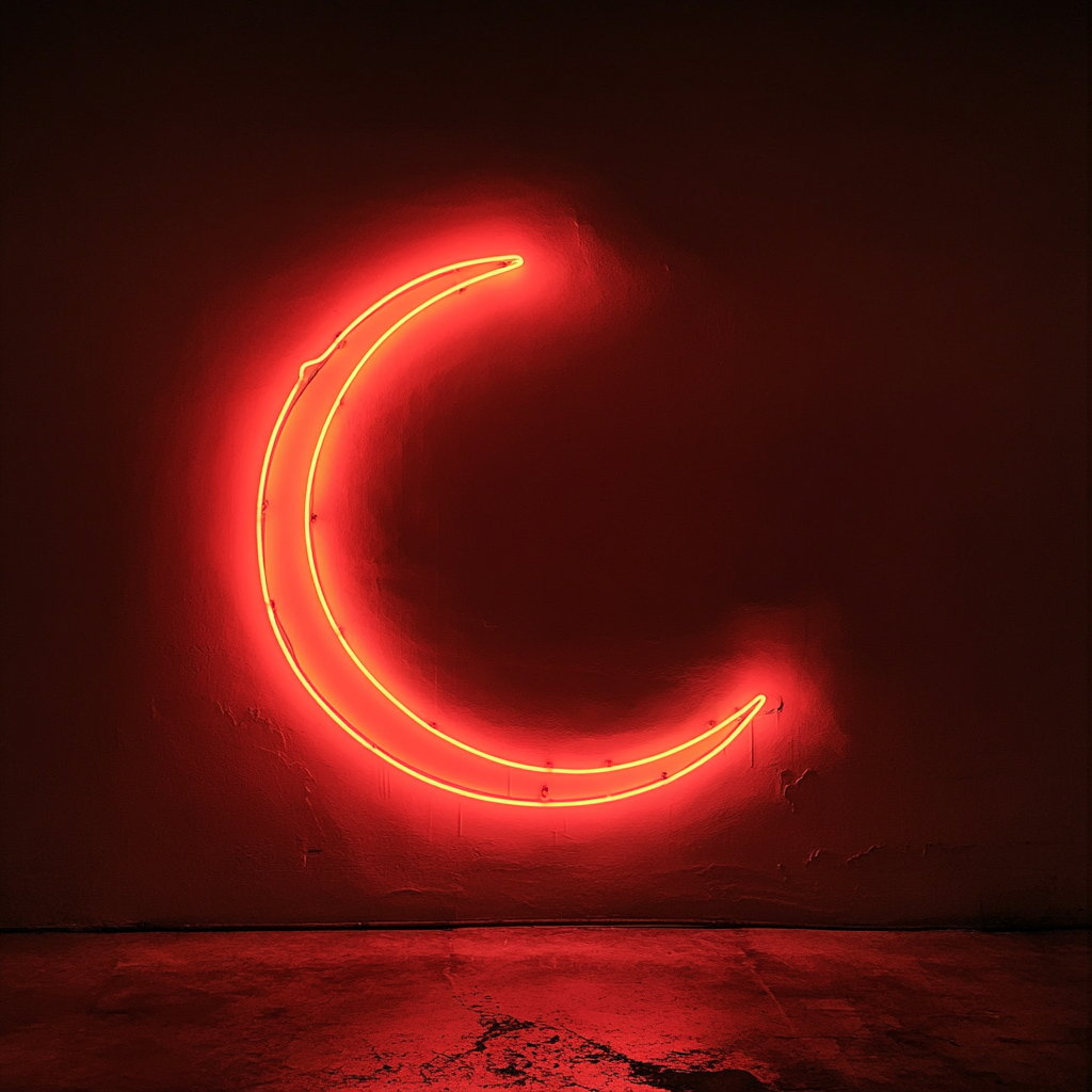 Moon - Red Neon Sign, 18 Inches