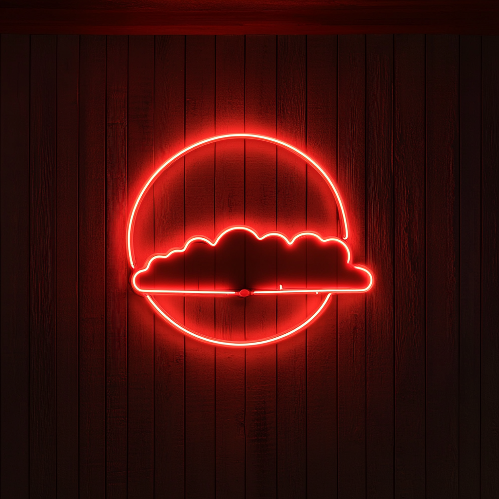 Moon and Clouds - Red Neon Sign, 18 Inches