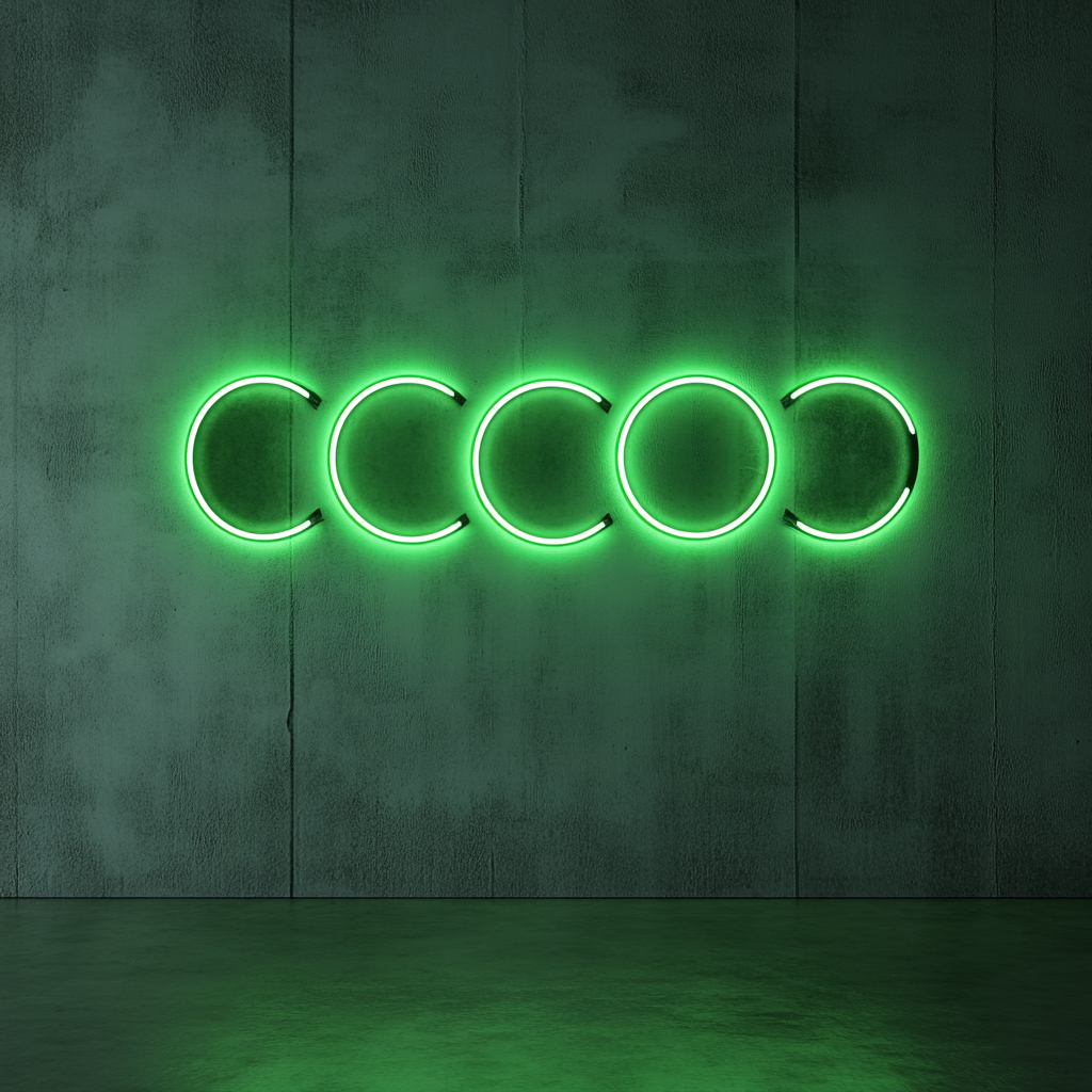 Moon Phases - Green Neon Sign, 24 Inches