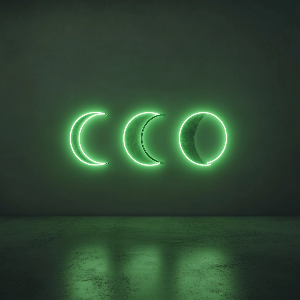 Moon Phases - Green Neon Sign, 18 Inches