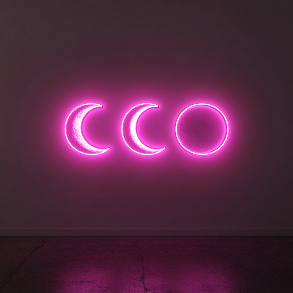 Moon Phases - Pink Neon Sign, 24 Inches