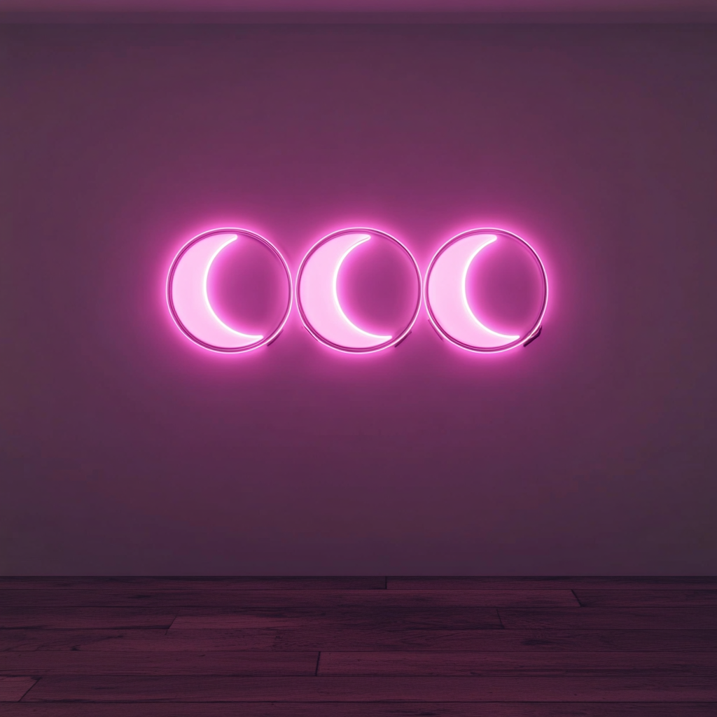 Moon Phases - Pink Neon Sign, 24 Inches
