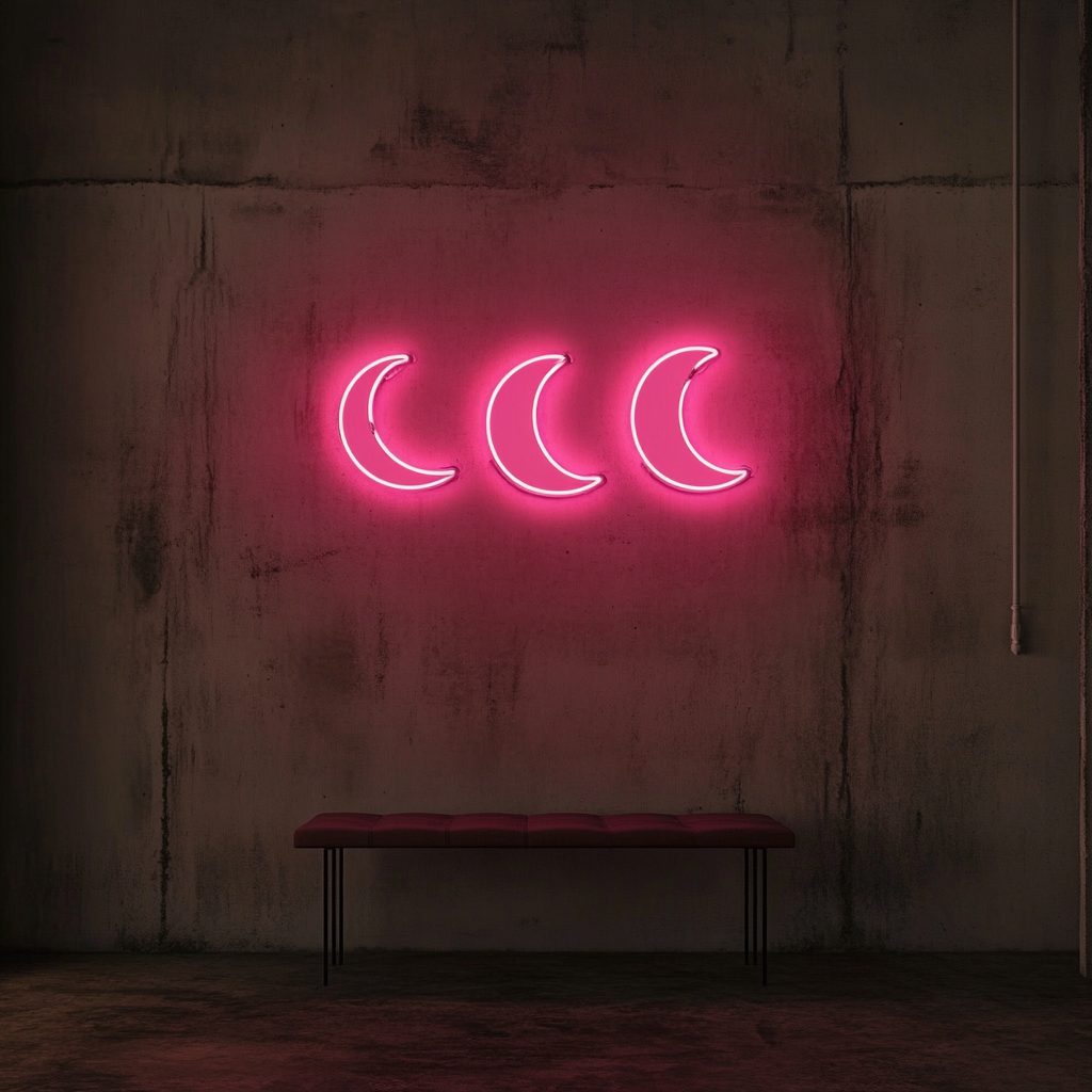 Moon Phases - Pink Neon Sign, 18 Inches
