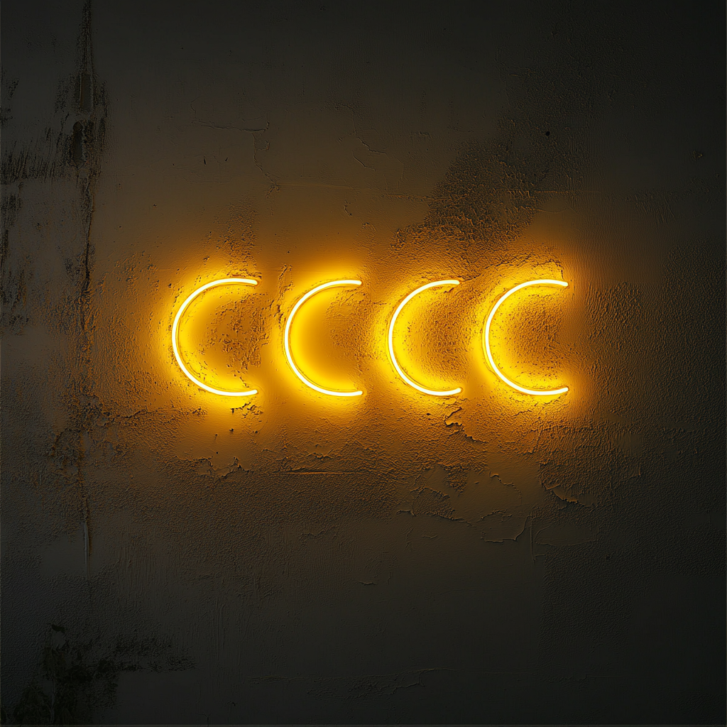 Moon Phases - Yellow Neon Sign, 18 Inches