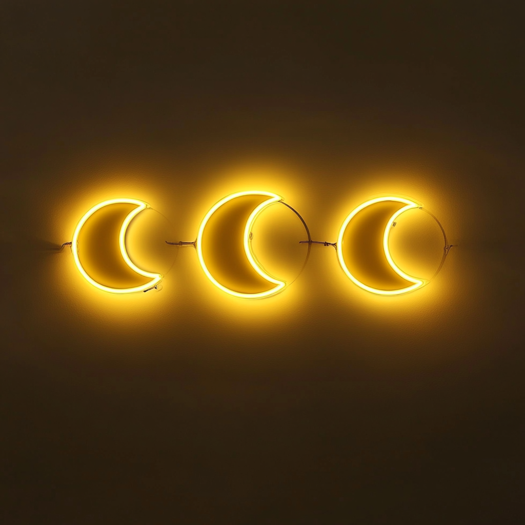 Moon Phases - Yellow Neon Sign, 18 Inches