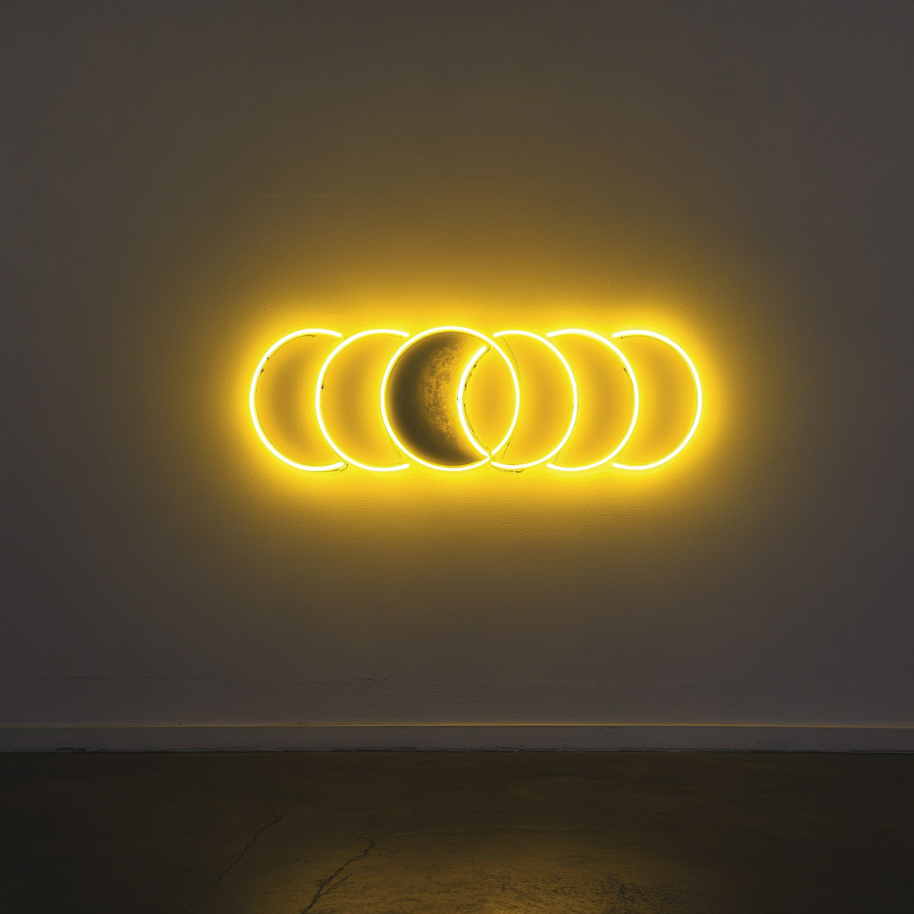Moon Phases - Yellow Neon Sign, 24 Inches