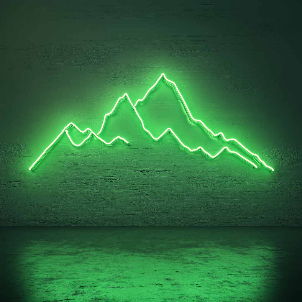 Mountain Range - Green Neon Sign, 24 Inches