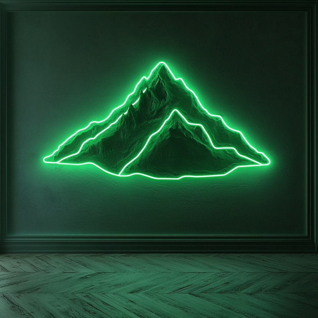Mountain Range - Green Neon Sign, 24 Inches